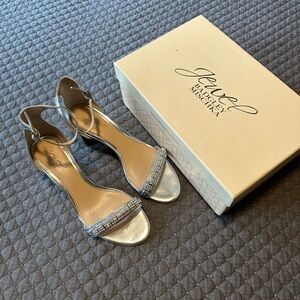 Ramsay Jewel Silver Block Sandal by Badgley Mischka